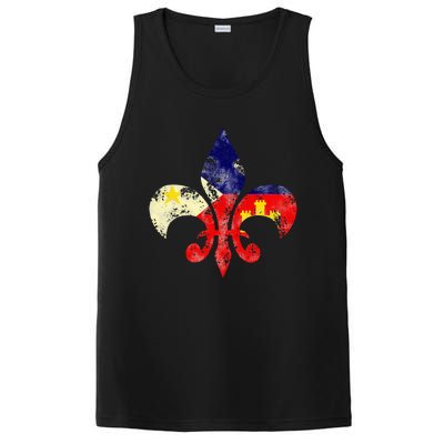 Louisiana Cajun Proud Acadiana Flag Distressed Fleur PosiCharge Competitor Tank