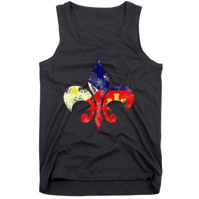 Louisiana Cajun Proud Acadiana Flag Distressed Fleur Tank Top