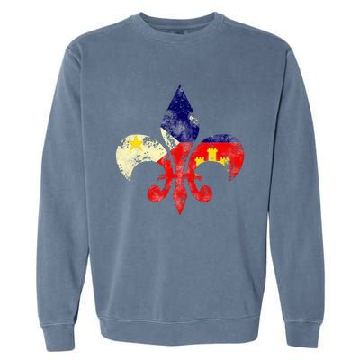 Louisiana Cajun Proud Acadiana Flag Distressed Fleur Garment-Dyed Sweatshirt