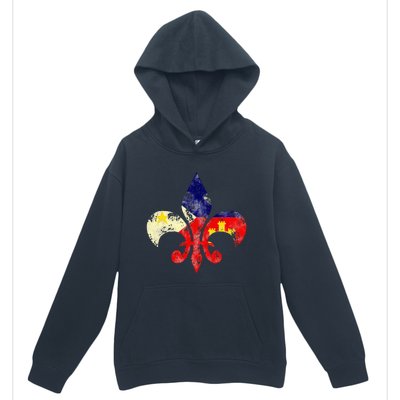 Louisiana Cajun Proud Acadiana Flag Distressed Fleur Urban Pullover Hoodie