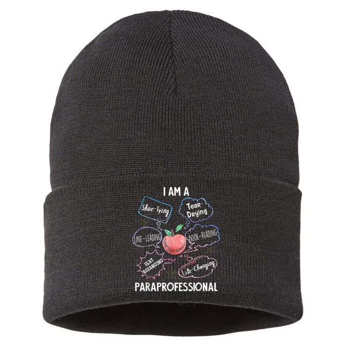 Life Changing Paraprofessional Para Squad Paraprofessional Sustainable Knit Beanie