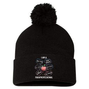 Life Changing Paraprofessional Para Squad Paraprofessional Pom Pom 12in Knit Beanie