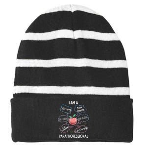 Life Changing Paraprofessional Para Squad Paraprofessional Striped Beanie with Solid Band