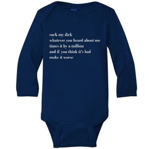 Leah Confessional Quote Baby Long Sleeve Bodysuit