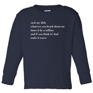 Leah Confessional Quote Toddler Long Sleeve Shirt