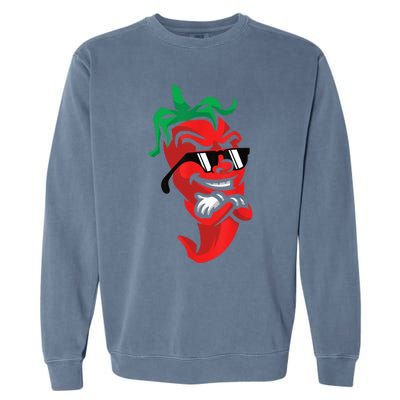 Lazy Cool Red Chili Pepper Mexican Spicy Hot Food Lover Garment-Dyed Sweatshirt