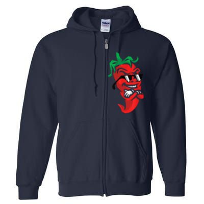 Lazy Cool Red Chili Pepper Mexican Spicy Hot Food Lover Full Zip Hoodie