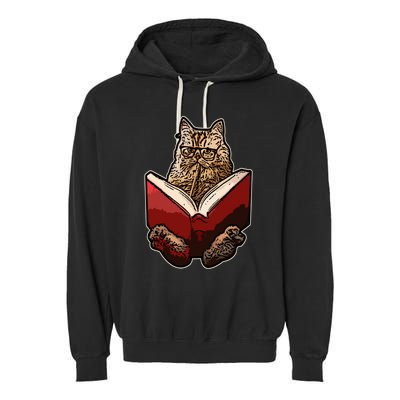 Lucky Cats Reading Books Kitty Dance Meow Funny Pet Animal Gift Garment-Dyed Fleece Hoodie