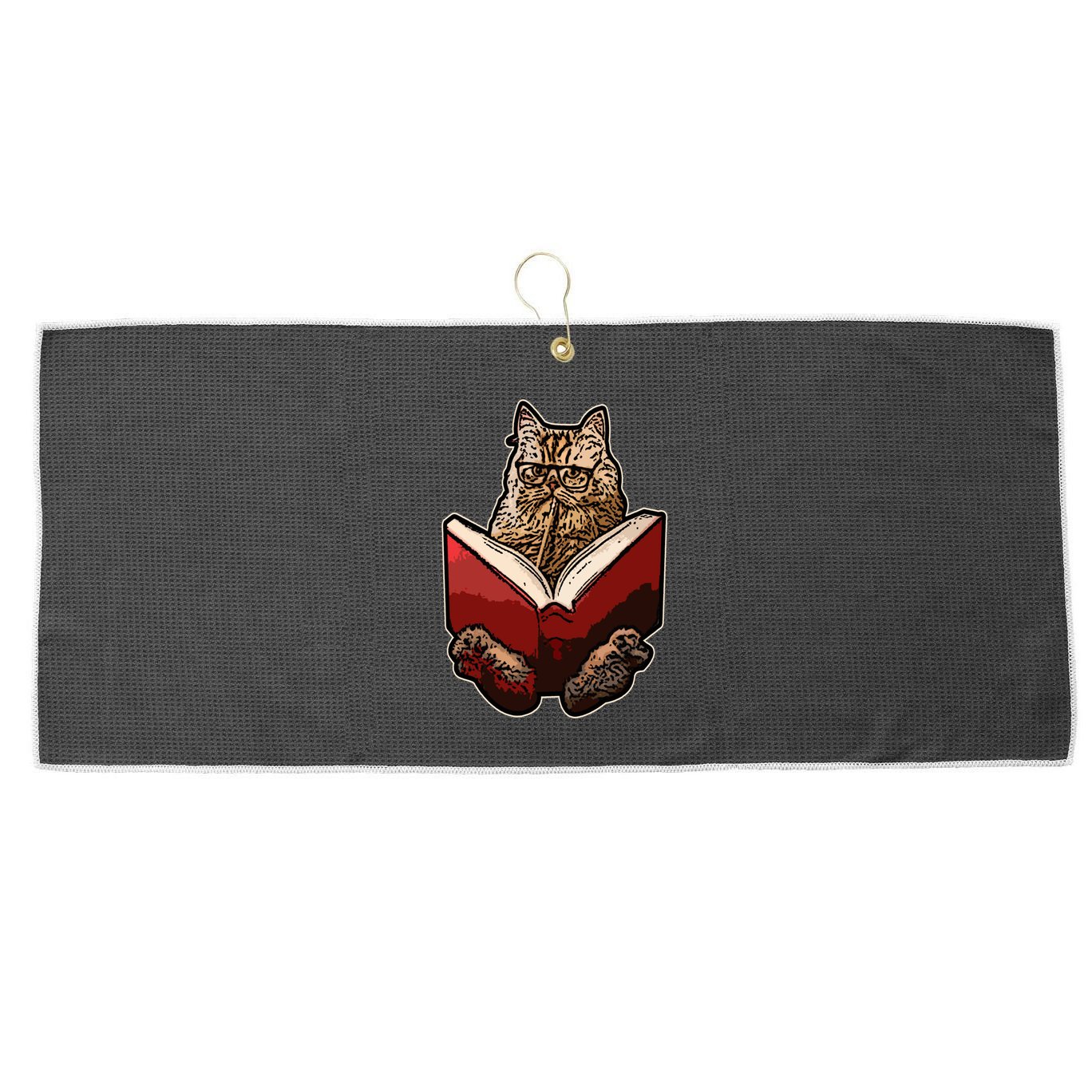 Lucky Cats Reading Books Kitty Dance Meow Funny Pet Animal Gift Large Microfiber Waffle Golf Towel