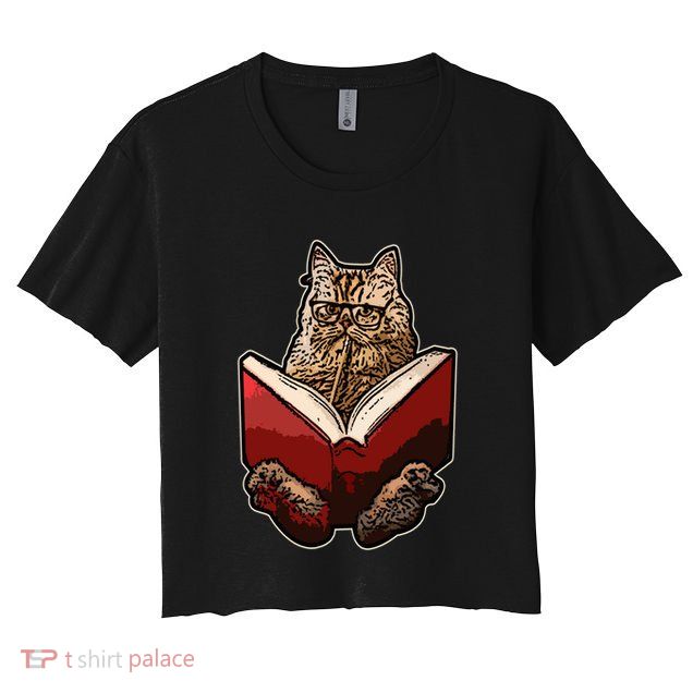 Lucky Cats Reading Books Kitty Dance Meow Funny Pet Animal Gift Crop Top