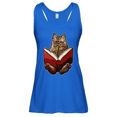 Lucky Cats Reading Books Kitty Dance Meow Funny Pet Animal Gift Ladies Essential Flowy Tank