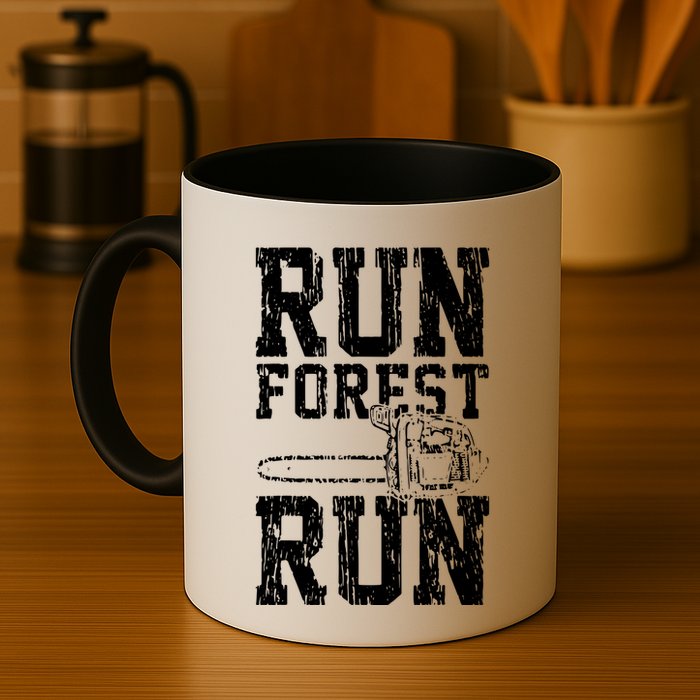 Lumberjack Chainsaw Run Forest Run Funny Mug