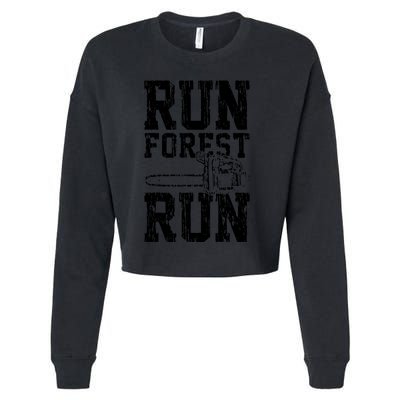Lumberjack Chainsaw Run Forest Run Funny Cropped Pullover Crew