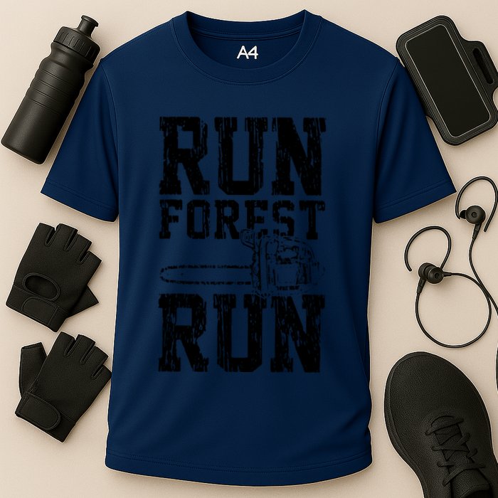 Lumberjack Chainsaw Run Forest Run Funny Performance Shirt