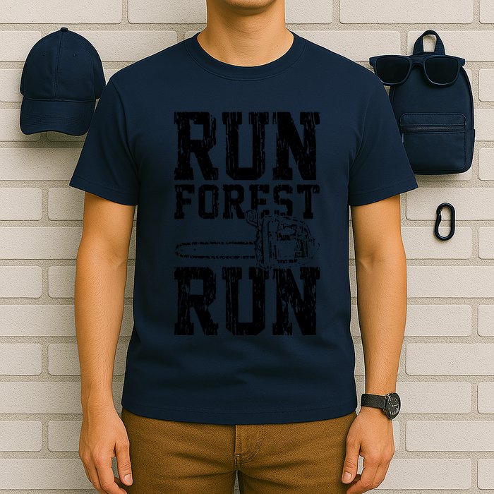 Lumberjack Chainsaw Run Forest Run Funny T-Shirt