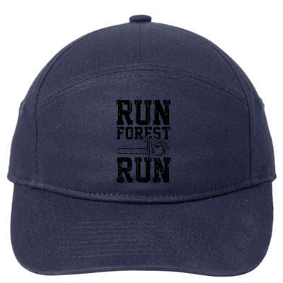 Lumberjack Chainsaw Run Forest Run Funny 7-Panel Snapback Hat