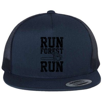 Lumberjack Chainsaw Run Forest Run Funny Flatbill Hat