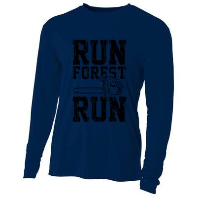 Lumberjack Chainsaw Run Forest Run Funny Cooling Performance Long Sleeve Crew