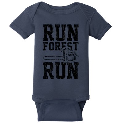 Lumberjack Chainsaw Run Forest Run Funny Baby Bodysuit