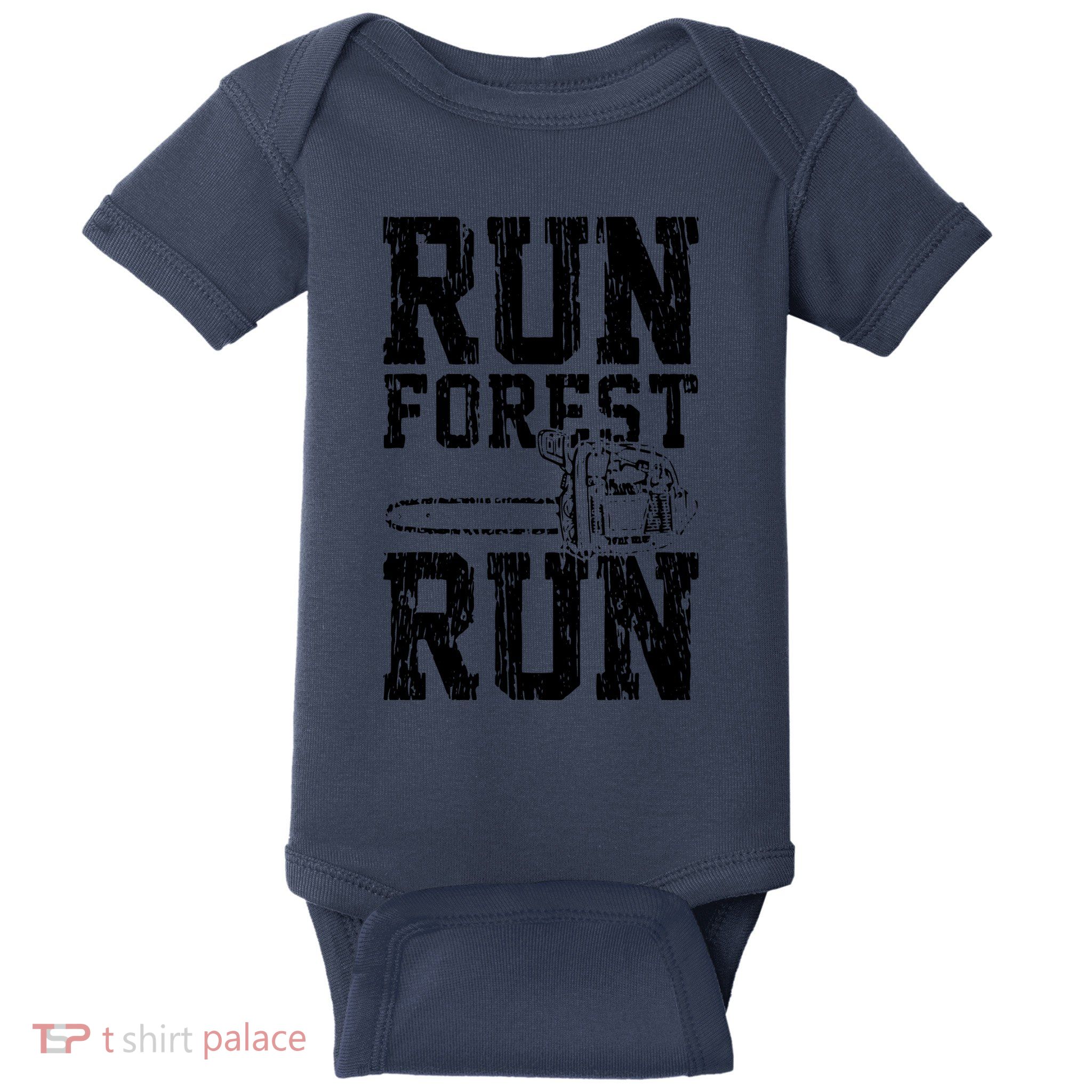 Lumberjack Chainsaw Run Forest Run Funny Baby Bodysuit