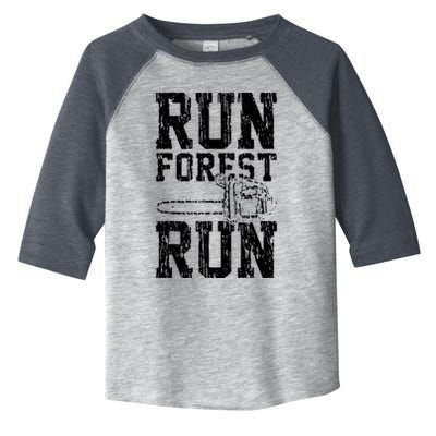 Lumberjack Chainsaw Run Forest Run Funny Toddler Fine Jersey T-Shirt