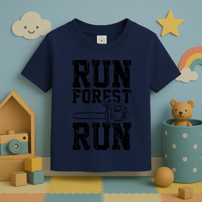 Lumberjack Chainsaw Run Forest Run Funny Toddler T-Shirt