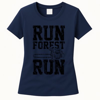 Lumberjack Chainsaw Run Forest Run Funny Womens T-Shirt