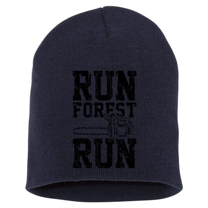 Lumberjack Chainsaw Run Forest Run Funny Short Acrylic Beanie
