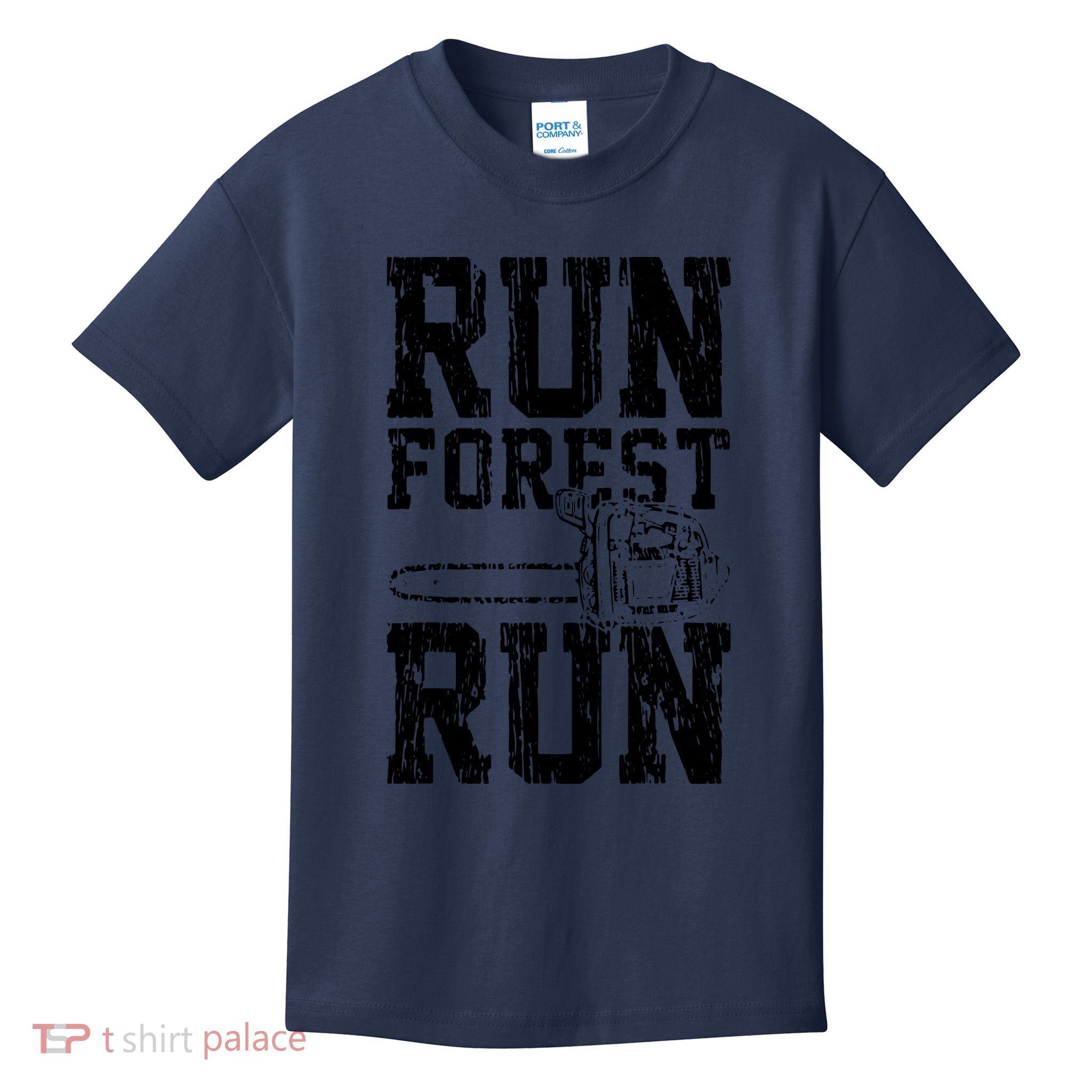 Lumberjack Chainsaw Run Forest Run Funny Kids T-Shirt