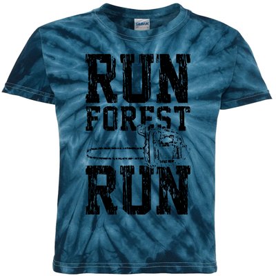 Lumberjack Chainsaw Run Forest Run Funny Kids Tie-Dye T-Shirt