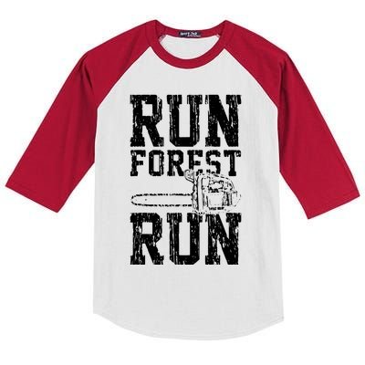 Lumberjack Chainsaw Run Forest Run Funny Kids Colorblock Raglan Jersey