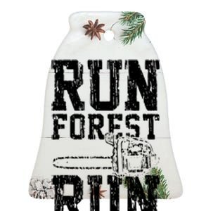 Lumberjack Chainsaw Run Forest Run Funny Ceramic Bell Ornament