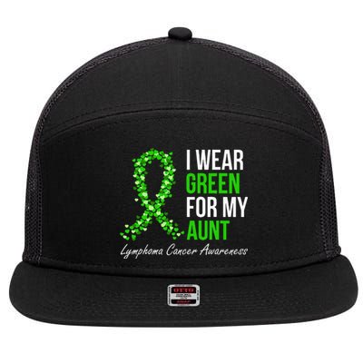 Lymphoma Cancer Ribbon I Wear Green For My Aunt Support 7 Panel Mesh Trucker Snapback Hat