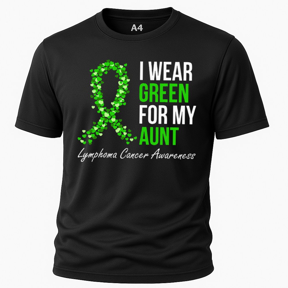 Lymphoma Cancer Ribbon I Wear Green For My Aunt Support Cooling Performance Crew T-Shirt