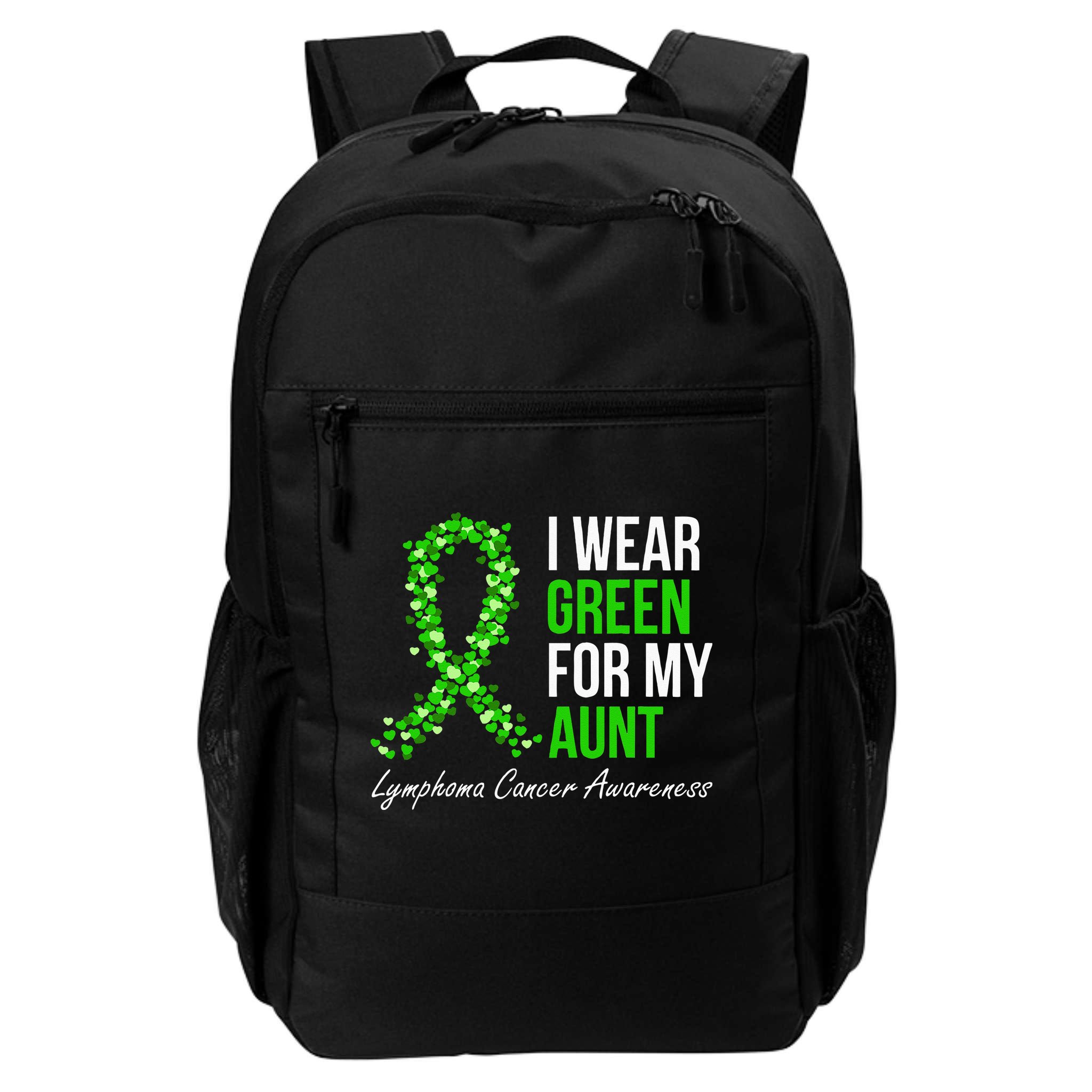 Lymphoma Cancer Ribbon I Wear Green For My Aunt Support Backpack
