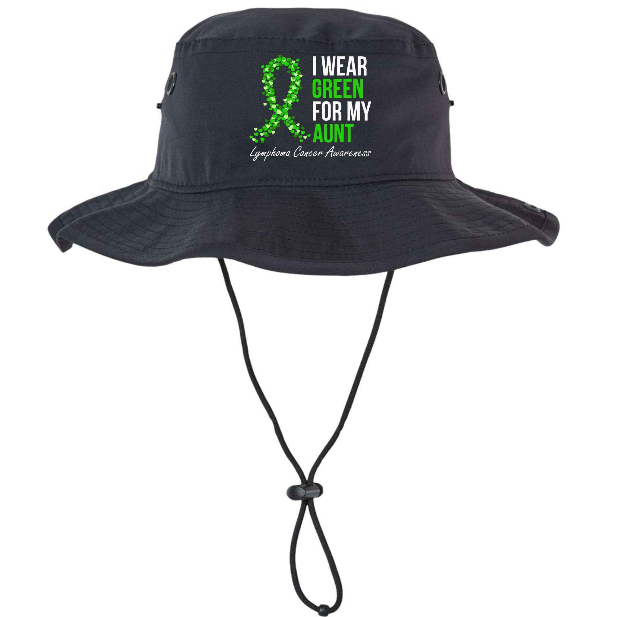 Lymphoma Cancer Ribbon I Wear Green For My Aunt Support Bucket Hat