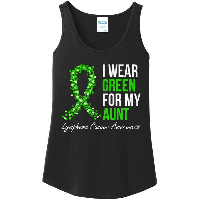 Lymphoma Cancer Ribbon I Wear Green For My Aunt Support Ladies Essential Tank