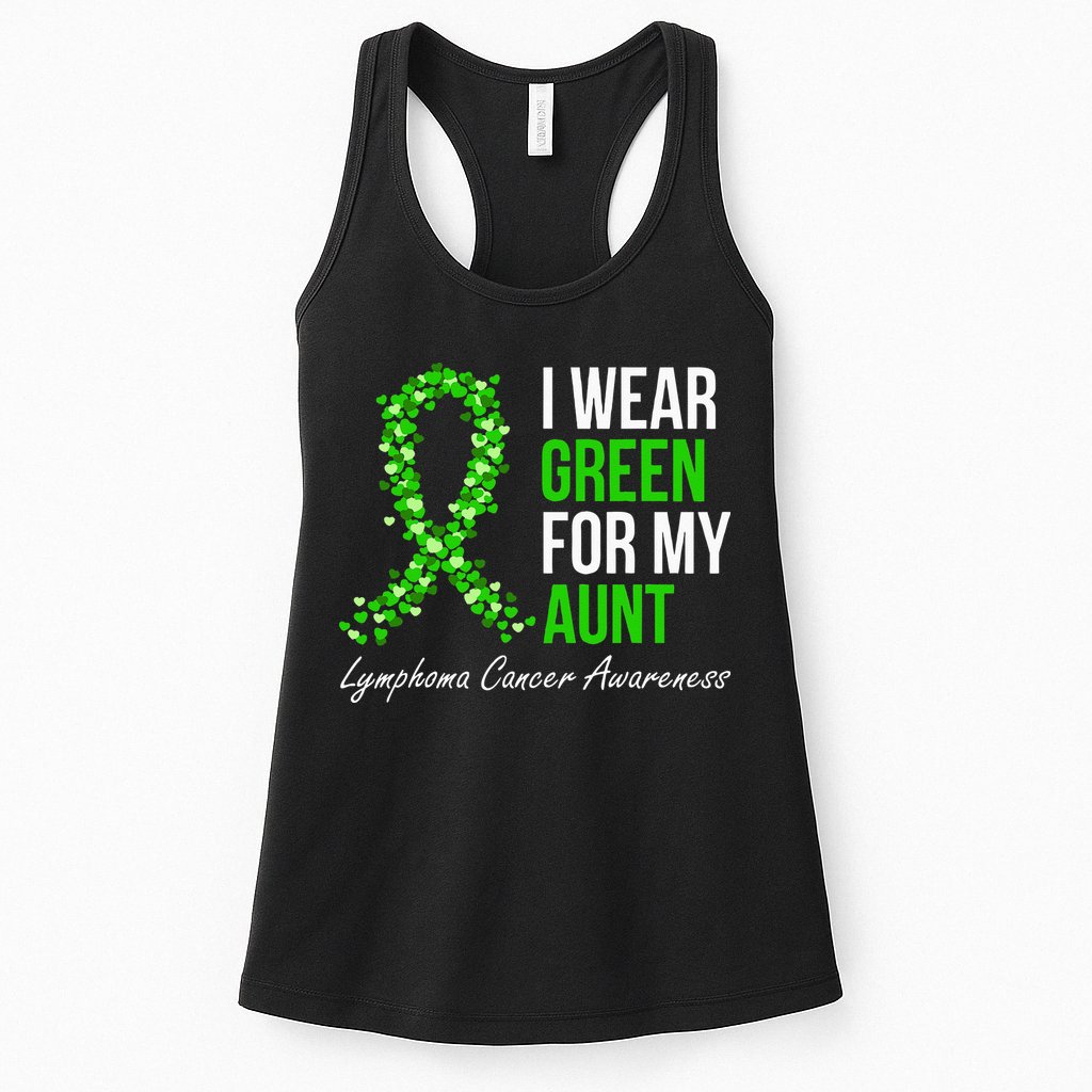 Lymphoma Cancer Ribbon I Wear Green For My Aunt Support Womens Tank Top