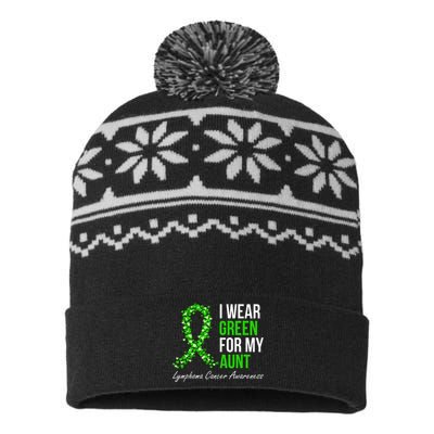 Lymphoma Cancer Ribbon I Wear Green For My Aunt Support USA-Made Snowflake Beanie