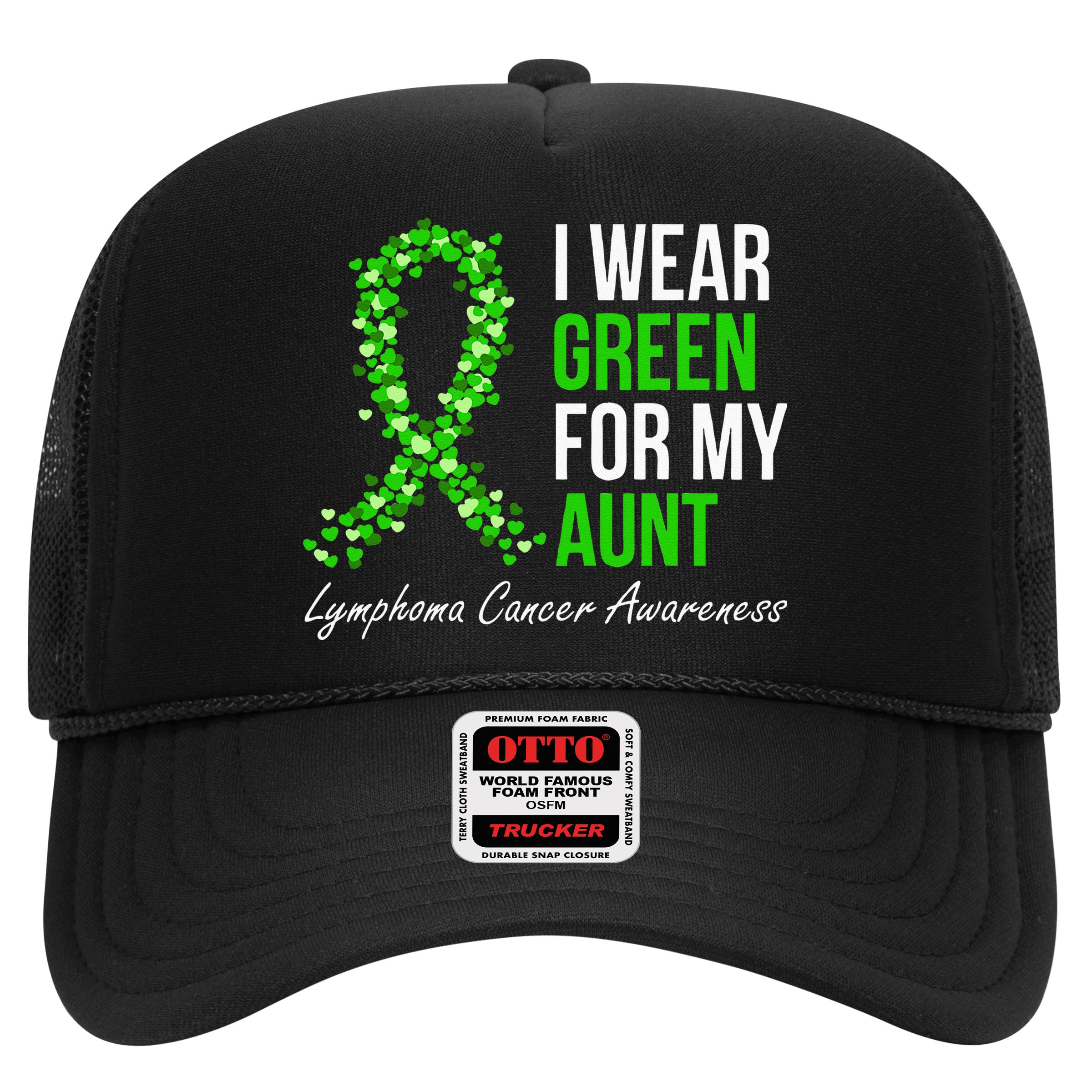 Lymphoma Cancer Ribbon I Wear Green For My Aunt Support Hat
