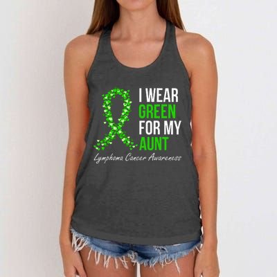 Lymphoma Cancer Ribbon I Wear Green For My Aunt Support Women's Knotted Racerback Tank