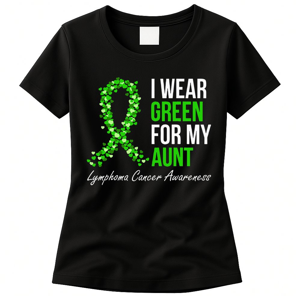 Lymphoma Cancer Ribbon I Wear Green For My Aunt Support Womens T-Shirt
