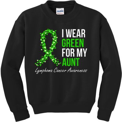 Lymphoma Cancer Ribbon I Wear Green For My Aunt Support Kids Sweatshirt