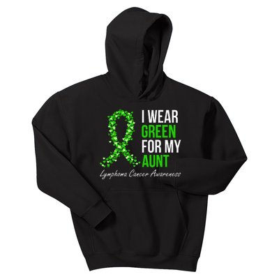 Lymphoma Cancer Ribbon I Wear Green For My Aunt Support Kids Hoodie