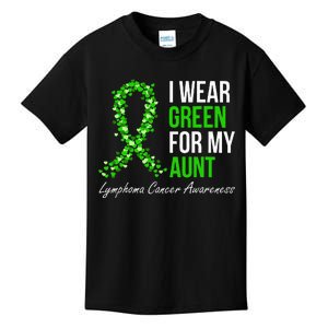 Lymphoma Cancer Ribbon I Wear Green For My Aunt Support Kids T-Shirt