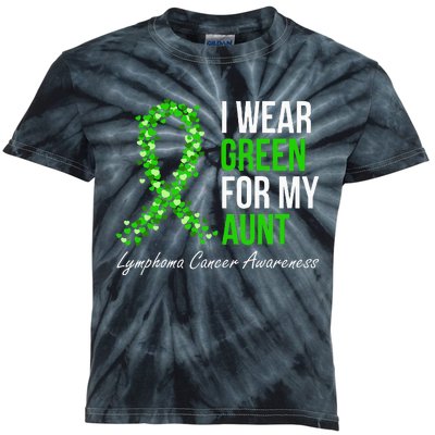 Lymphoma Cancer Ribbon I Wear Green For My Aunt Support Kids Tie-Dye T-Shirt