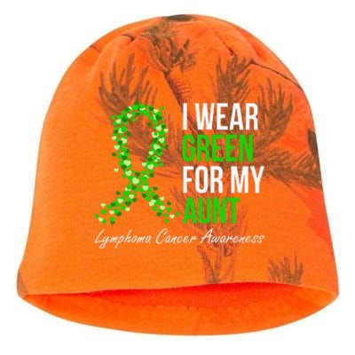 Lymphoma Cancer Ribbon I Wear Green For My Aunt Support Kati - Camo Knit Beanie