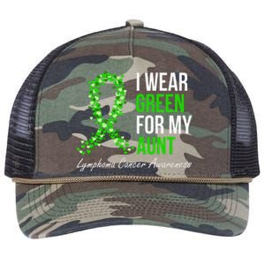 Lymphoma Cancer Ribbon I Wear Green For My Aunt Support Retro Rope Trucker Hat Cap