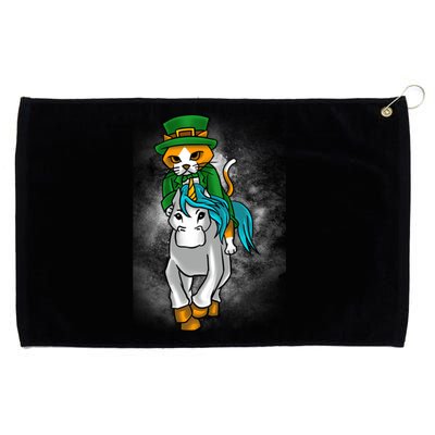 Leprechaun Cat Riding A Unicorn St Patrick's Graphic Humor Meaningful Gift Grommeted Golf Towel