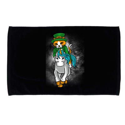 Leprechaun Cat Riding A Unicorn St Patrick's Graphic Humor Meaningful Gift Microfiber Hand Towel